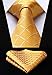 HISDERN Plaid Tie Handkerchief Woven Classic Stripe Men's Necktie & Pocket Square Set