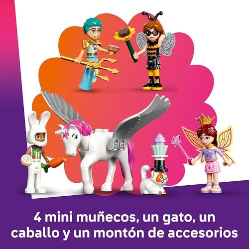 Friends Fiesta de Disfraces con Unicornio y Hada - Juguete para Niñas de 6+ Años - 4 Mini Muñecos, Figura de Gato Churro y Caballo - Fotomatón, Escenario y Cabina de DJ - Idea de Regalo 42661