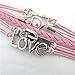Doinshop New Useful Cute Nice Fashion Infinity Heart Pearl Love Key Leather Alloy Charm Bracelet Pink