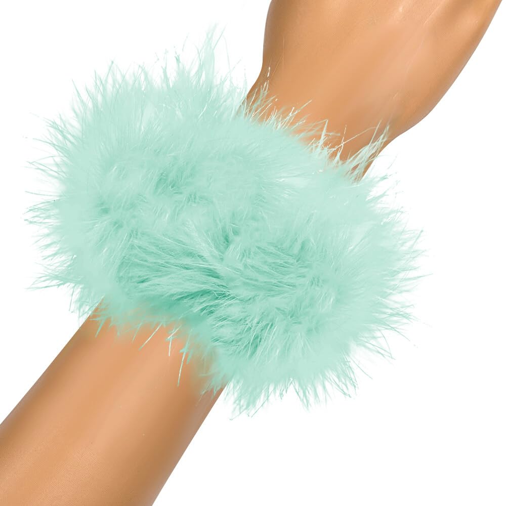 LICHENGTAI Natural Feather Cuff Slap Bracelet Elegant Ostrich Feather Bracelet for Women Costume Feather Snap Wrist Cuff Halloween Christmas Party Hair Accessories