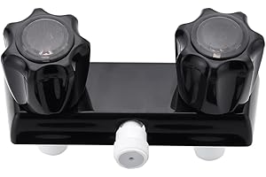 HANSENGROE RV Shower Faucet - 4" Camper Faucet Valve, RV Valve Diverter Replacement with 2 Knob Handles for Indoor and Outdoor Shower (Black)