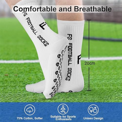 AVABEST Mens Soccer Socks 2 Pairs 35-39 39-46 46-50 Football Socks Non Slip Sports Socks