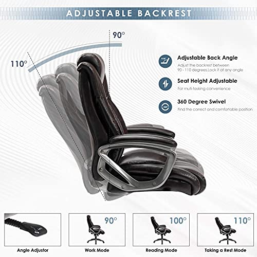 REFICCER Bonded Leather Office Chair Adjustable Builtin Lumbar