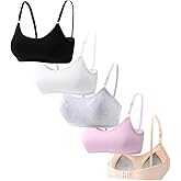 Herepai Big Girls' Adjustable Training Bra Cotton Bras Wireless Light Padded 10-16 Years