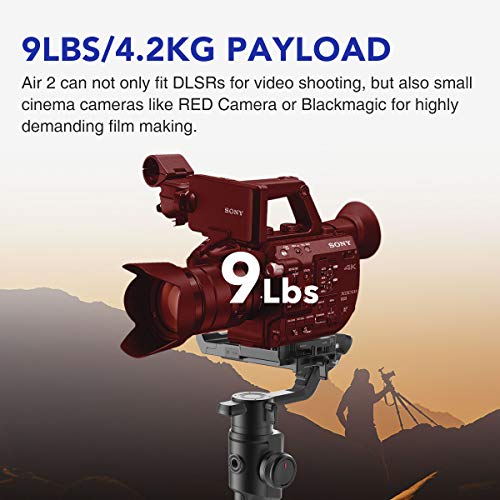 MOZA Air 2, 2019 New Camera Gimbal Stabilizer with OLED Display Spark Power Supply Lens Control System, for DSLR Mirrorless and Pocket Cinema Cameras Within 9 Lb, 16h Run-time Auto Tuning