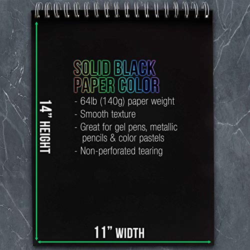 U.S. Art Supply 11" x 14" Premium Black Heavyweight Paper Sketch Pad
