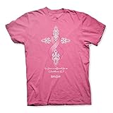 Pink Ribbon Glitter Cross 2 Corinthians 12:9 Kerusso Christian Message Adult T-Shirt