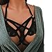 Women's Sexy Underwire Lace Cupless Halter Cut out Harness Strappy Body Caged Bra Black