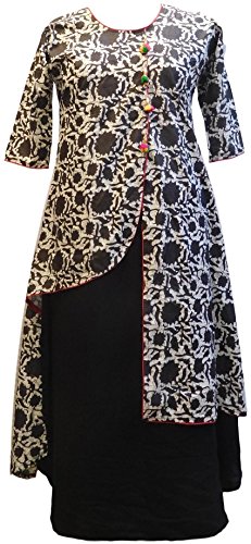 Smsaree Stylish & Designer Premium Quality Ethnic Rayon Kurti For Women (Black)
