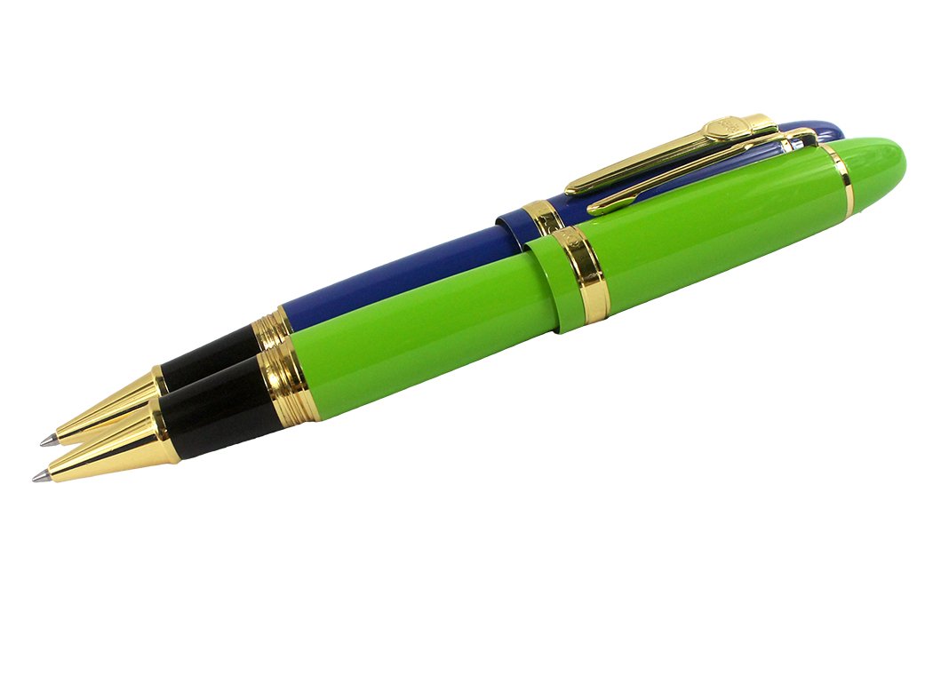 Sipliv 2PCS Jinhao Big Heavy 159 Rollerball Pen, Gold Trim, Blue & Green