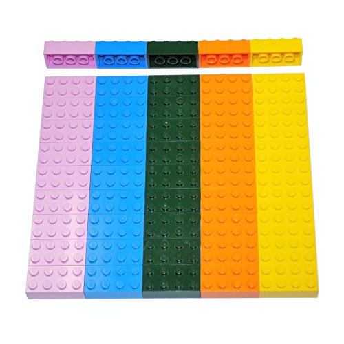 LEGO Parts and Pieces: Assorted 2x4 Bricks (Dark Green, Deep Blue, Orange, Pink, Yellow) - 50 Pieces