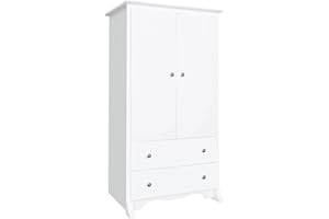 Prepac Sonoma Wardrobe Cabinet: Armoire Dresser for Bedroom with Adjustable Shelf. Features 2-Door Wardrobe Closet & 2 Drawers, Ideal Closet for Bedroom, 22"Dx31.5"Wx58.75"H, White - WDC-3359-K