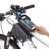 AKM Carbon Fiber Waterproof handlebar Bag Top Tube Bicycle Frame Bag Sunshade Touch Screen Smart Phone Case Road Bike Bag Bike Accessory Compatible GPS, MP3, Iphone