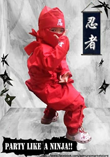 Halloween Children's Ninja Uniform/ Martial Art Costume! Black/Red (Red, Medi...