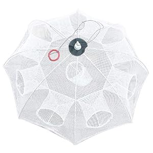 Lyyjiaju Filet De Pêche Plié Portable Renforcé 6-8 Trous Automatique Pêche De La Crevette Nette Cage Nylon Pliable Crabe…