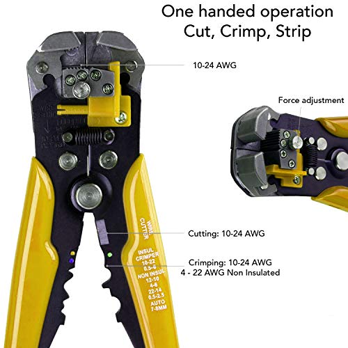 image for Fstop Labs Wire Stripper Crimping Tool Kit, 8 Inch Self-Adjusting Wire