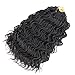 DAIRESS (6 Packs) 14Inch 35strands Wavy Senegalese Twist Crochet Hair Braids Wavy Ends Free Synthetic Hair Extensions Kanekalon Curly Crochet Twist Braiding Hair (#1B Black)