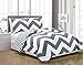 Chezmoi Collection 3-Piece Chevron Zig Zag Comforter Bedding Set (Queen, Grey)