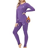 MeetHoo Thermal Underwear for Women, Winter Warm Base Layer Compression Set, Fleece Lined Long Johns Running Skiing Purpel