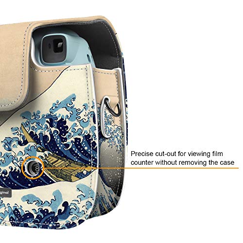 Fintie Housse Fujifilm Instax Mini 9/8 / 8 + Appareil Photo Instantané - Sac de Caméra en Cuir Voyage Caméra Cover Case Sac avec bandoulière Amovible, (Z- Rough Sea) - Image 2