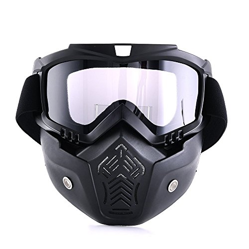 Motorcycle Goggles Retro Style Mask Detachable Sunglasses Protect Padding Helmet Road Riding UV Lens Motorbike Glasses,Smoke
