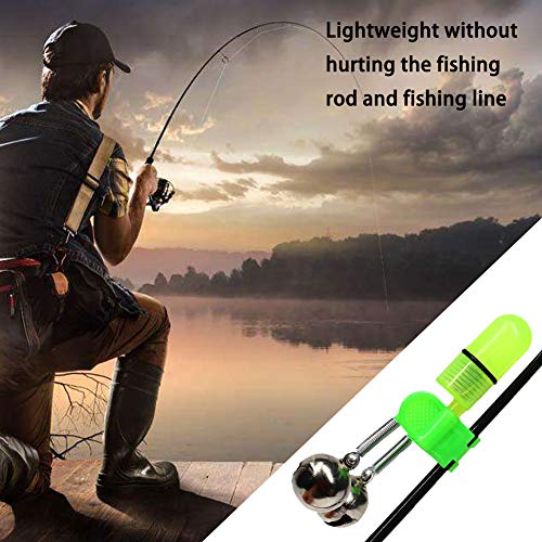 GEUNTECH 20 x Bissanzeiger, Glocke mit Nachtlicht, LED-Licht, Angelrute, Doppelklingel, lauter Geräusch – Bild 4