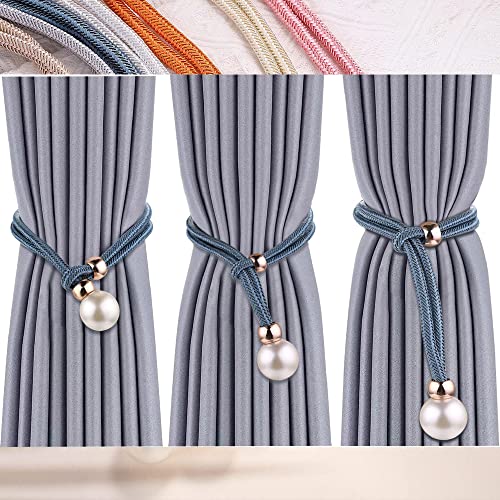 Zurci Elegant Pearl Ball Curtain Tiebacks - 2 Pack of Double Color Rope Holders for Drapes - Modern and Elegant Decor (Color1, 2)
