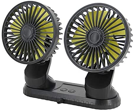 Queta Dual-Head Car Fan 5V Auto Cooling Fan Vehicle Mounted Fan 3 Speed 360 Degree Rotatable Dual Head Car Fans Air Circulator for Car Dashboard Home Office