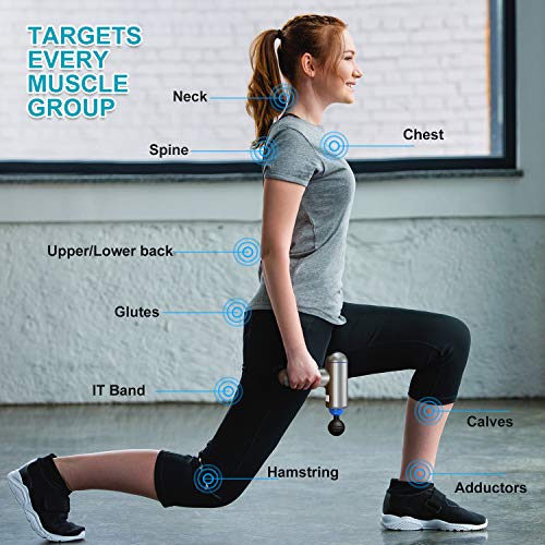 Deep Tissue Percussion Muscle Massage Gun, USB Rechargeable Handheld Electric Massager for Athletes Percussion Device, Super Quiet 6 Speed High-Intensity Vibration Messager with 4 Message Heads