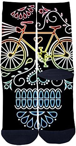 VarClouds Men's Women's Custom Cycle Time Cycle Skull Creative Casual Fashion Crew Socks Black