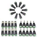 Blluecell 20 pack of 2.1x5.5mm Female and Male DC Power Adapter Connector for CCTV Camera Use+10 Pack Coaxial Camera Vedio BNC Male Balun Connector for Coax CAT5 to CCTV(30 pcs)