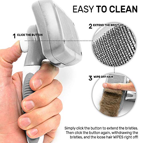 CleanHouse Pets Cat and Dog Brush Easy Self Cleaning Button! Pro