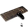 Wireless Gaming Keyboard and Mouse Combo, LED RGB Backlit Rechargeable 3600mAh Battery, Mechanical Feel Anti-ghosting…