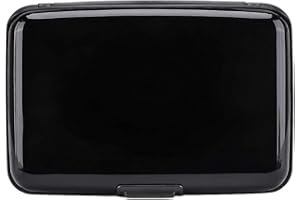 ELFISH RFID Blocking Credit Card Protector Aluminum ID Case Hard Shell Business Card Holders Metal Wallet for Men or Women (Black)