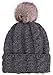 Arctic Paw WomenWinter Warm Knit Beanie Hat with Faux Fur Pompom, Charcoal