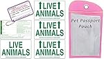 Live Animal Label Set of 5 w/ Pet Passport Pouch PINK