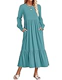 ZESICA Women's 2025 Fall Long Sleeve Dress Crewneck