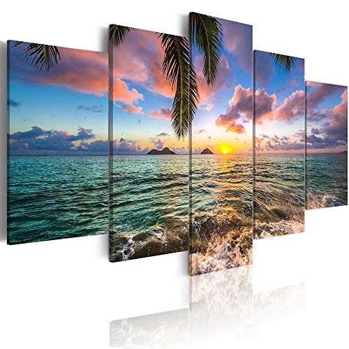Ocean Beach Wall Art Canvas Print Sea Picture Painting Home Living Room Bedroom Office Decor Sunset (Over Size 60inch x…