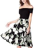 Noctflos Women Off The Shoulder Short Sleeve Floral Cocktail Party Skater Dress