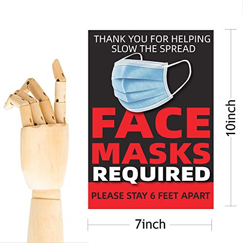 Face Mask Required Sign Please stay 6 feet apart Sign 7"x10” Premium