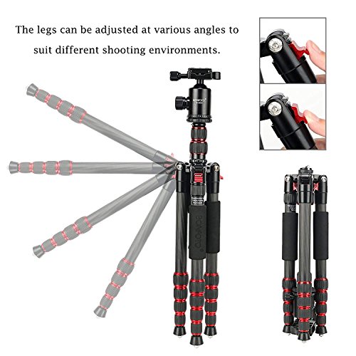 BONFOTO B690C Portable Carbon Tripod Monopod Kit & Ball Head Compact for Canon Sony, Nikon, Samsung, Panasonic, Olympus, Kodak, Fuji, DSLR Cameras and Video Camera - Thumbnail 4