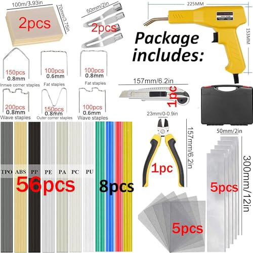 220W Plastic Welding Machine 2-in-1 Car Plastic Repair Set with 800 Pieces Welding Nail & 64 Pieces 8 Types Welding Rods, Welding Car Repair Kit for Car Bumpers