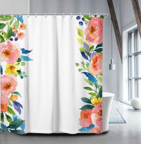 image for LIVILAN Peony Floral Shower Curtain Set 70.8