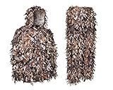 North Mountain Gear Ghillie Suit - Camo Hunting Suit - 3D Leafy Suit - Camouflage Hunting Suit w/Hooded Camo Jacket & Pants - Full Front Zipper, Zippered Pockets - Breathable, Rustle-Free