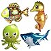 AnnoDeel 4 pcs Large Sea Animal Balloons, 38inch Cartoon Sea Horse Balloon/Octopus Balloon/Shark Balloon/Tropical Fish Balloons for Kid Birthday Party Decorations
