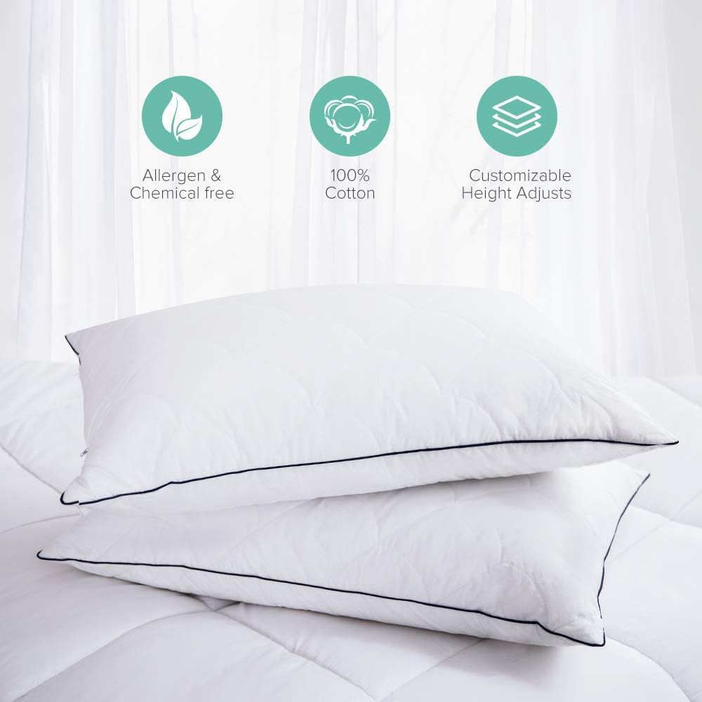 Sable Pillows for Sleeping, 2 Pack Hotel Collection Bed Pillow with FDA Registered Luxury Down Alternative, Adjustable Soft Relief for Neck Pain, Good for Side and Back Sleeper, Queen Size, 30×20 inch: Home & Kitchen