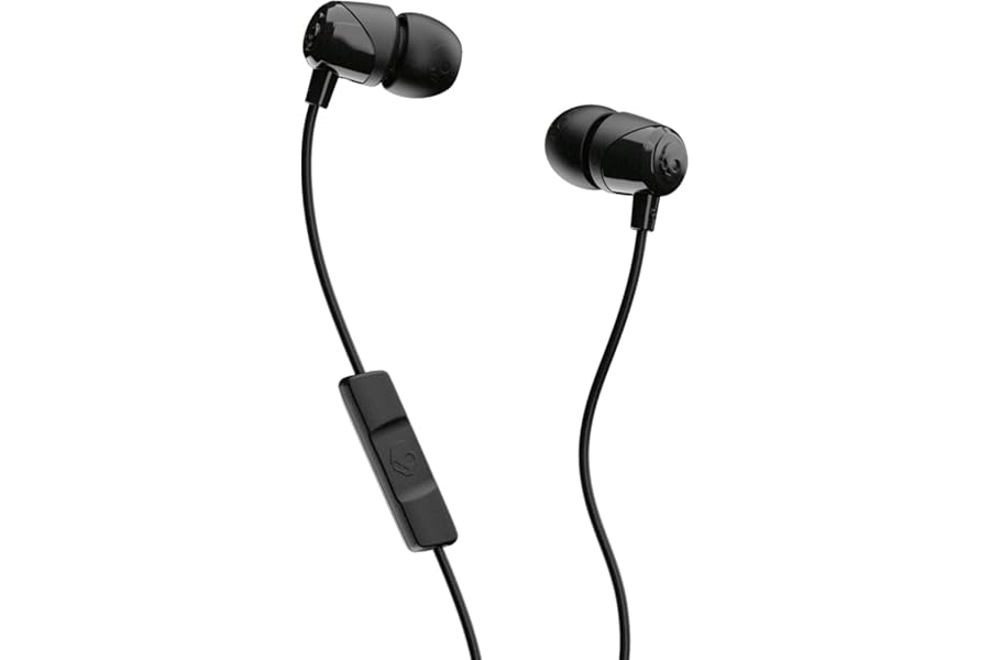 Skullcandy Jib Wired Earbuds with 3.5mm AUX Plug, Noise Isolating Fit, In-Line Microphone Call and Track Control, Convenient for Travel - Black