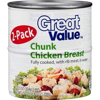 Great value chunk chicken breast with rib meat in Water #2 (078742030104)