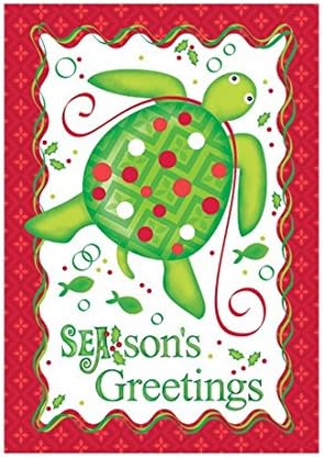 Merry Christmas Holiday Garden Flagseason'S Greetings From The Sea Turtle Outdoors Flags Of Double Sided Waterproof And Fade Resistant Printed banners 12.5 X 18 Inch 100% Polyester