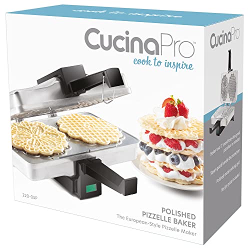 Pizzelle Maker- Polished Electric Baker Press Makes Two 5-Inch Cookies at Once with Recipe Guide- Fun Baking Party Supplies- Italian Waffle Dessert Treat Making Made Easy- Housewarming Gift for Her